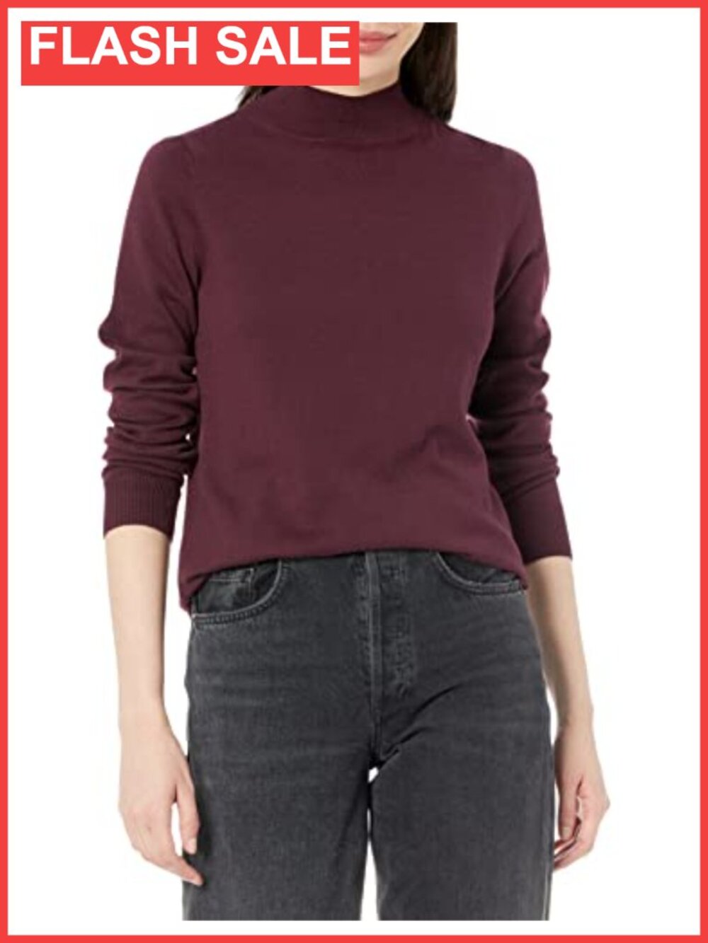 Women's Lightweight Mock Neck Pullover Sweater Regular Fit Long Sleeve